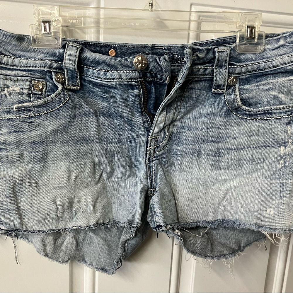 Miss Me Light Blue Distressed Jean Shorts